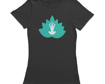 Lotus Flower And Lotus Pose Silhouette Inside Women's Yoga T-shirt