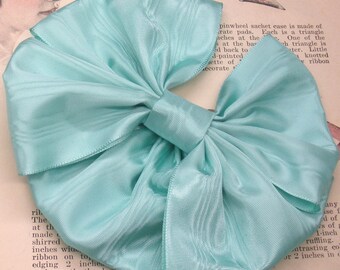 Aqua Taffeta Moire Bow