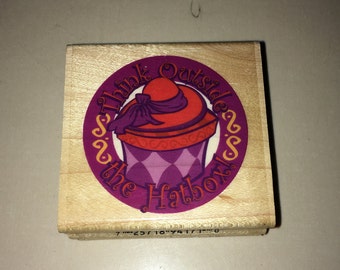 RED HAT SOCIETY - "Think Outside the Hatbox" Rubber Stamp