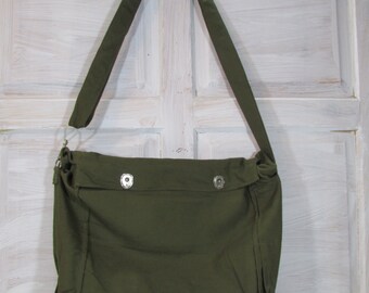 Vintage Messenger Bag Green Military Army Canvas Bag Shoulder Bag School Bag Military Bag Unused USSR type Cold War Cycling Bag