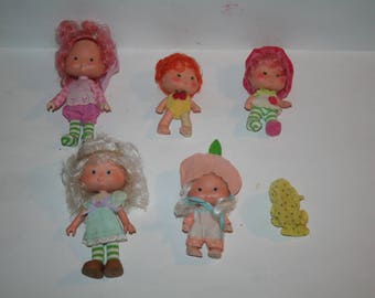 Vintage 1980s STRAWBERRY SHORT Lot of Dolls! Five (5) Dolls / One Price! Clothing, Hats, Shoes--What You See is What You Get!!!