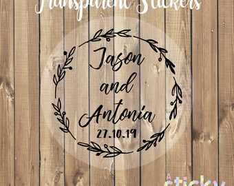 Personalized Transparent Stickers, Clear Stickers, Wedding Stickers, Clear Wedding Stickers, Wedding Favor Stickers, Wedding Labels, Sticker