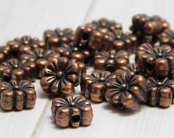 20pcs - 8mm - Metal Beads - Pewter Beads - Antique Copper Beads - Flower Beads - Daisy Beads - Copper Spacers - Spacer Beads - (B817)
