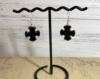 Black Cross Earrings