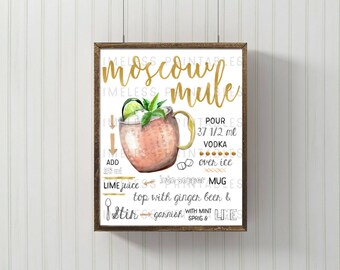 Moscow Mule Bar Sign - 5x7 and 8x10 Printable - Wall decor, Home decor, Bar Decor, Kitchen
