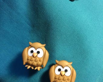 Cute Wise Old TAN OWL Bird Clog Shoe Charms