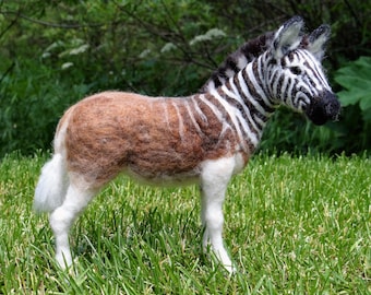 Quagga Zebra Needle Felted Wool Animal by Carol Rossi Created Just For You!