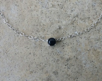 Onyx choker necklace - 4mm Onyx choker necklace in Sterling Silver or Gold