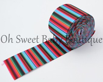 Turquoise Serape Zarape Mexican Blanket 1.5" Grosgrain US Designer Ribbon