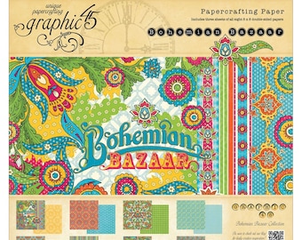BOHEMIAN BAZAAR by Graphic 45 - 8x8 Paper Pad Only - Rare and RETIRED Collection -