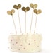 Bridal Shower Love Cake Toppers / Wedding Gold Heart Toppers / Girly Wedding Shower / Cake Decoration / Amour / Set of 5