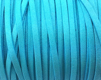 1 meter wide 5 mm cyan blue suede cord