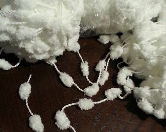 Vintage fringe trim white balls sewing supplies