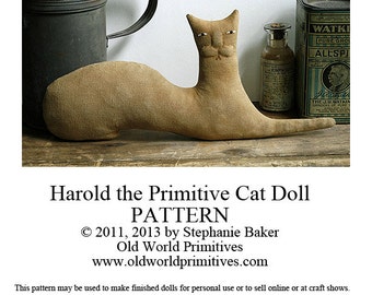Primitive E-Pattern - Harold the Primitive Cat Doll - PDF File Digital Download