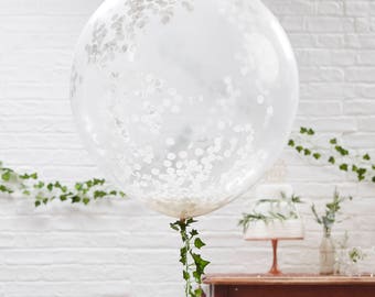 3 Pack, White Jumbo Confetti Filled Balloons, Huge White Confetti Balloons, White Confetti Balloons Wedding Balloons