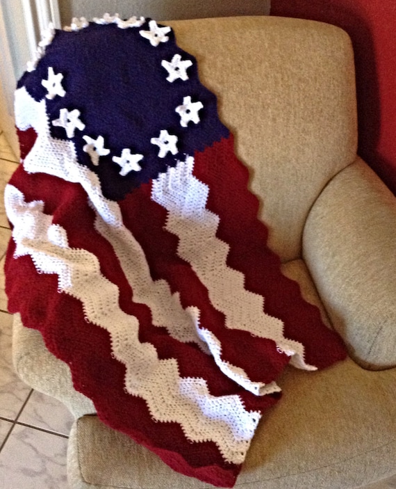 American Flag Crochet Blanket