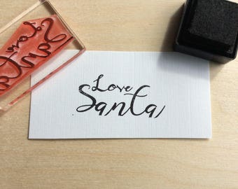 Love Santa rubber stamp - from Santa holiday gift tags - Christmas rubber stamps.