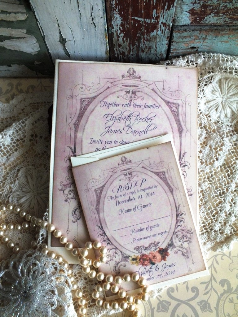 Vintage Wedding Invitations Etsy 5