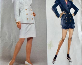 Vogue Sewing Pattern 2682 Suit Jacket Skirt and Shorts // Patrick Kelly Paris // Size 8 10 12// Waist 24 25 26.5 // Vogue Paris Original
