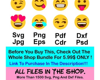 70% OFF, Commercially Usable Emojis Svg, Emoji Clipart, Emoji Smileys, Whatsapp Smileys, Png, Pdf, Eps, Dxf, Emoji Silhouette, Cricut , HTV