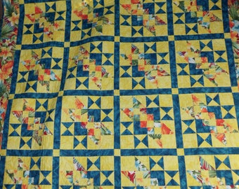 Handmade Tropical Stars Quilt