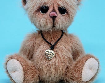 Miniature teddy bear, Handmade, Collectible, OOAK, Tilly - 4" bear