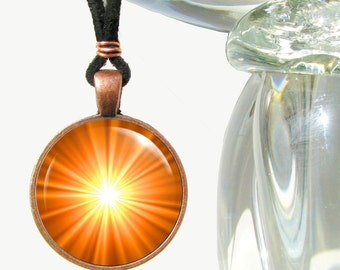 Orange Necklace, Chakra Jewelry, Reiki Energy Pendant Necklace