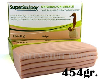 Super Sculpey Beige - 1 pound (454gr.) - Oven Bake OOAK Sculpting Polymer Clay