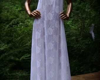 Lingerie Nightgown in Natural White Rayon/Lycra with Metallic