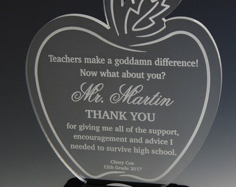 Teacher Apple Gift - Gifts for Teacher Personalized-Teacher Appreciation Week Gift - Teacher Gift Ideas - End of Year Teacher Plaque, ATA007