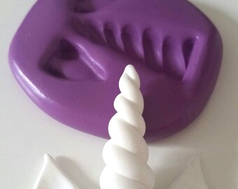 UNICORN EARS & HORN Silicone Mold Mould 35 mm Polymer Clay Sugarpaste Fimo Cake Decorate Icing Tool Fondant Sugarcraft