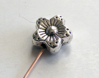 Antique Silver Flower Beads 10x5mm (16 pcs) MW-P1841