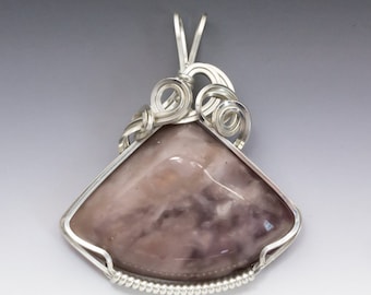 Burro Creek Purple Agate Sterling Silver Wire Wrapped Pendant - Ready to Ship!