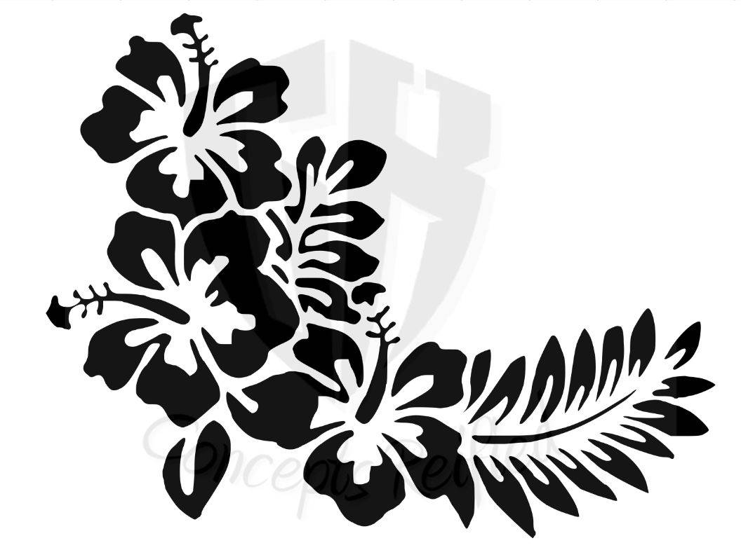 Download Instant Download - Hibiscus Flower With Leaves Stencil SVG ...