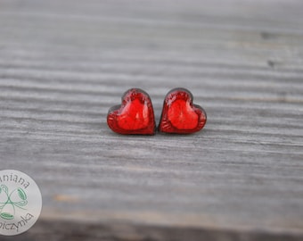 Little red heart earrings, Ceramic stud, red earrings, heart stud, ceramic earrings, surgical steel posts, great gift idea, one of a kind,