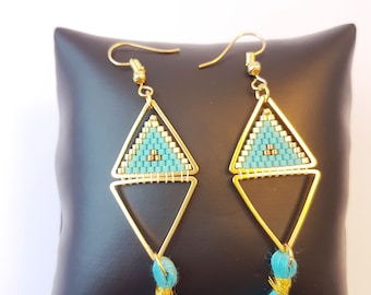 Ethnic earrings, Bohemian, earring tassel, blue tassel, ethnic earrings, boho chic, summer earrings, boho earrings