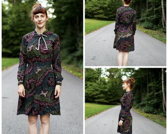 1970s Batik Cotton Dress