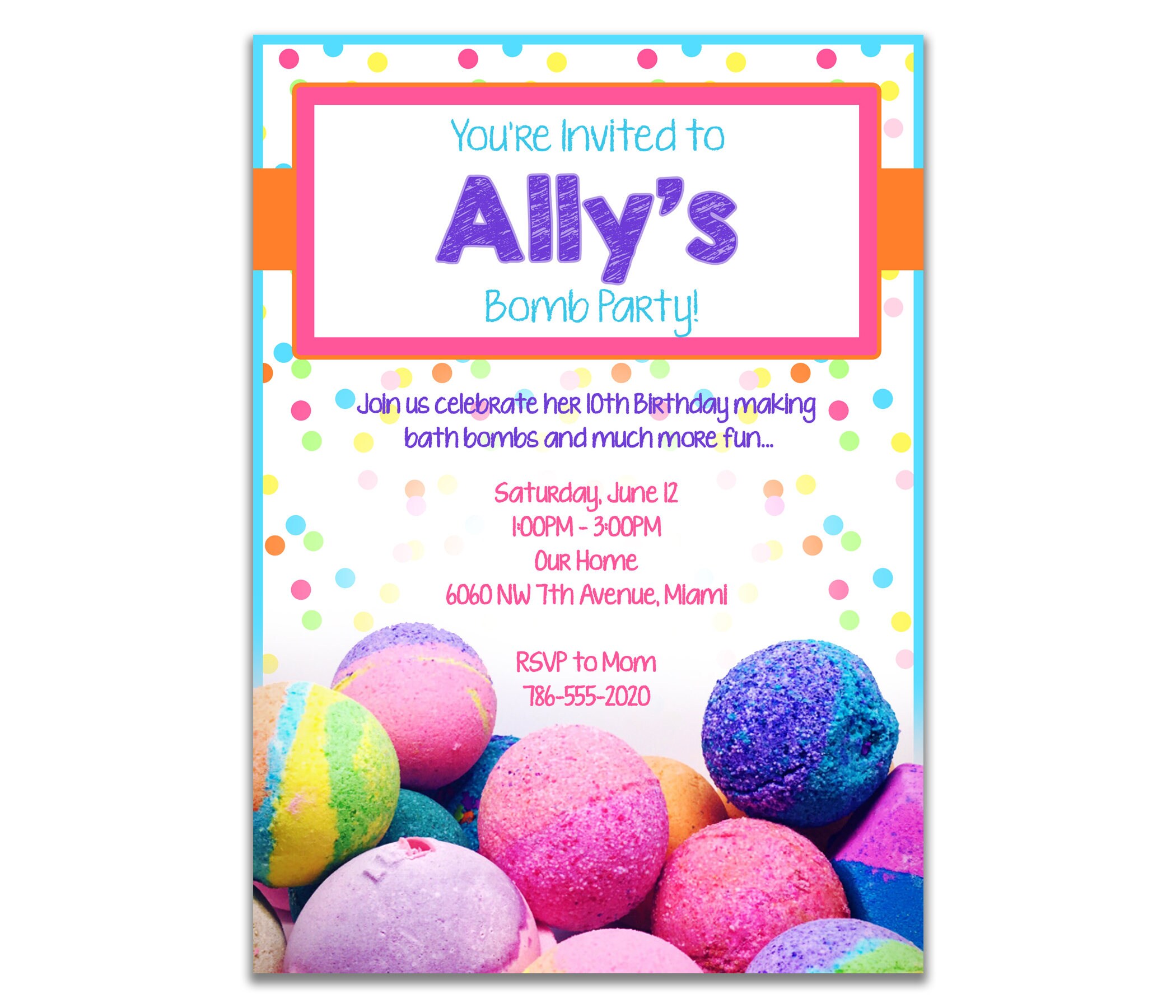 Bath Bomb Birthday Party Digital Invitation