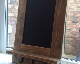 Rustic Chalkboard with Hooks made from reclaimed pallet wood