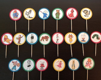 Storybook character cupcake picks, cupcake toppers, set of 20