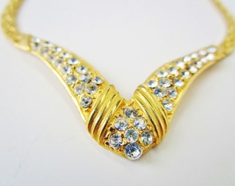 Vintage Crystal Rhinestones Encrusted Princess Collar Choker Serpentine Bridal Necklace Retro Elegant 60s Runway Statement Christmas Gift