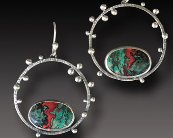 Sonora Sunrise Jasper Earrings Sterling Silver Hoop Earrings