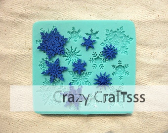 Silicone snowflake mold with snowflake - #M0129 for chocolate, soap, wax, bakery tools, decoration