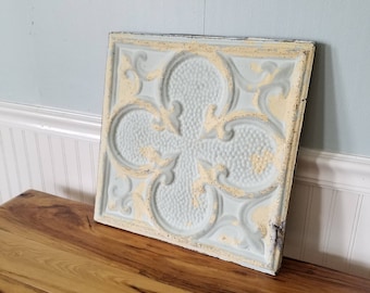 15" Tin Ceiling, Ceiling Tile Square Antique Tin Tile Old Ceiling Tin Quatrefoil Pattern Metal Ceiling Vintage Ceiling Tile Vintage Tin Tile