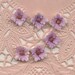10 Vintage Plastic Celluloid Flower Cabochon Japan Lavender Ruffled Square Cabs 11mm