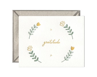 Floral Gratitude letterpress card - single