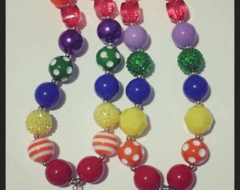 rainbow rhinestone chunky necklace
