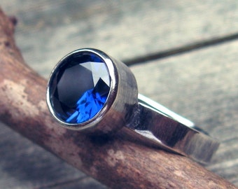 Sapphire sterling silver ring