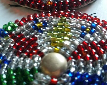 Small pair gul Afghan beaded medallions tribal belly dance ATS