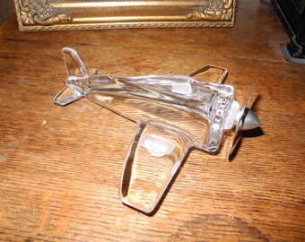 Beautiful SASAKI Crystal Airplane Metal Propeller Japan. Aviation Ornament. Airplane Paper weight Office Decor Man cave Decor